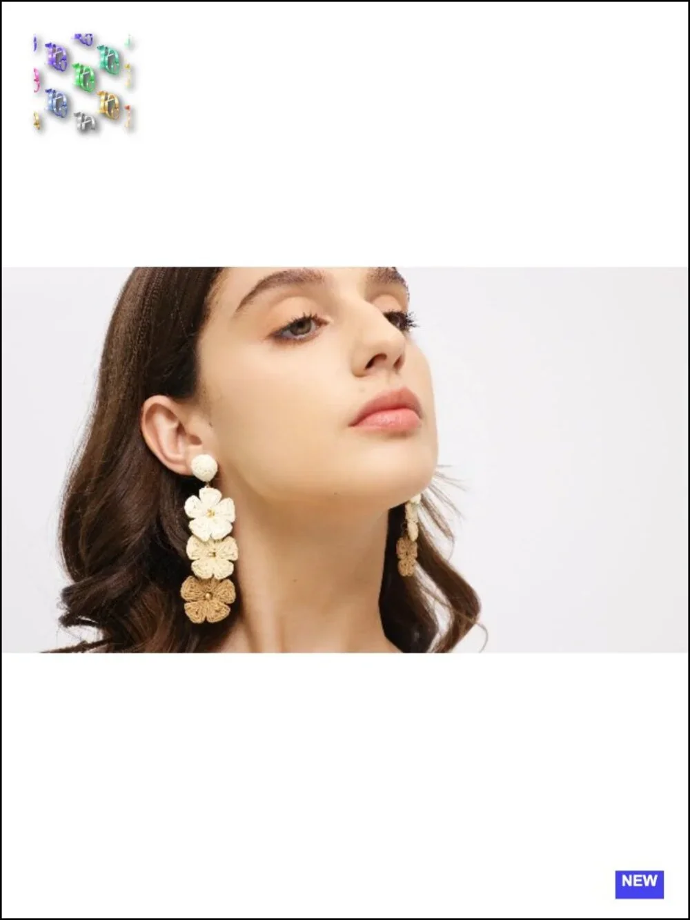 Raffia Straw Wrapped Floral Dangle Drop Earrings Handmade Boho Chic